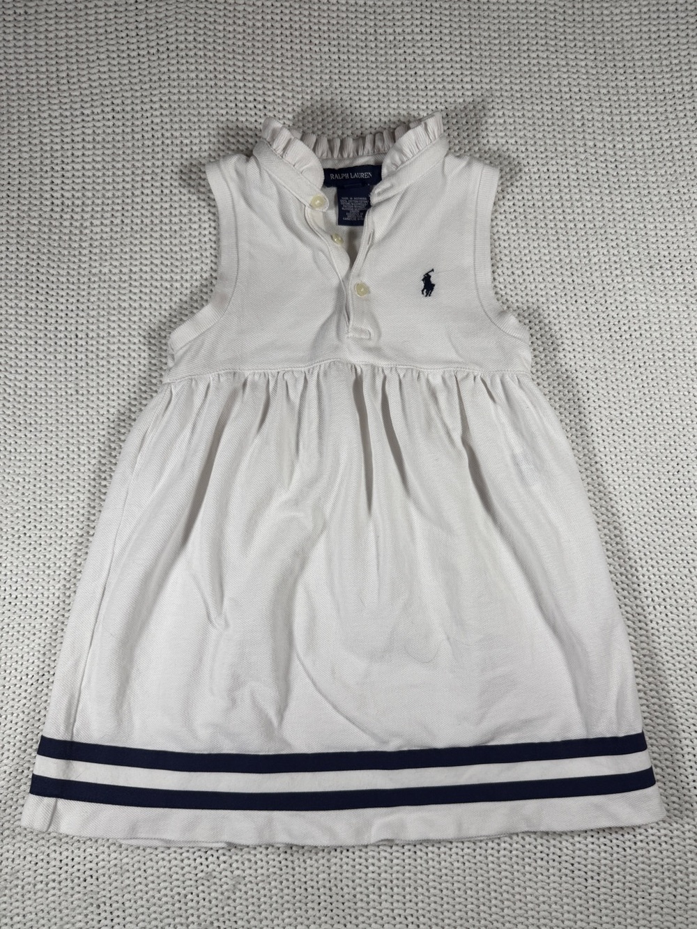 Ralph Lauren Girls’ Polo Dress – White – Size 3/3T